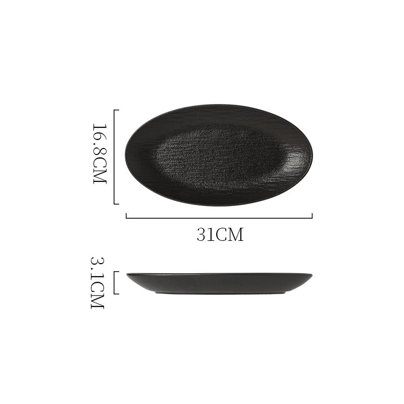 Nordic creative textured large ceramic fish plate - artistic, high-value matte finish oval ceramic serving dish