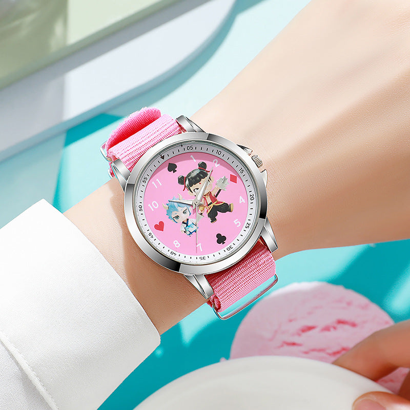 Cute cartoon nezha demon child descends to earth children's watch - stylish quartz watch for elementary school students, boys and girls