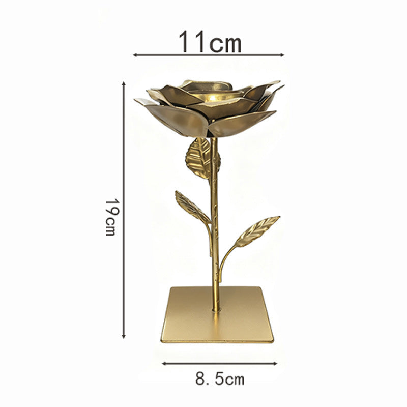 Decorative tea light candle holder, iron art floral design, rose gold candlestick, modern tea light candle holder, suitable for kitchen