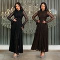 C7711 cross-border   fashion women's sexy lace see-through sparkly dress