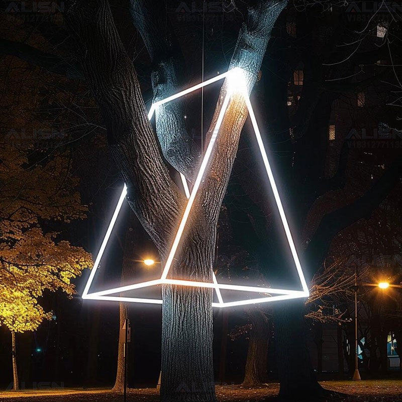 LED hanging tree circle light outdoor luminous ring geometric modeling light strip street lighting hanging tree decorative light