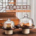 Acacia wood retro high-footed tray medieval style jewelry storage tray display tray living room desktop fruit tray fruit tray