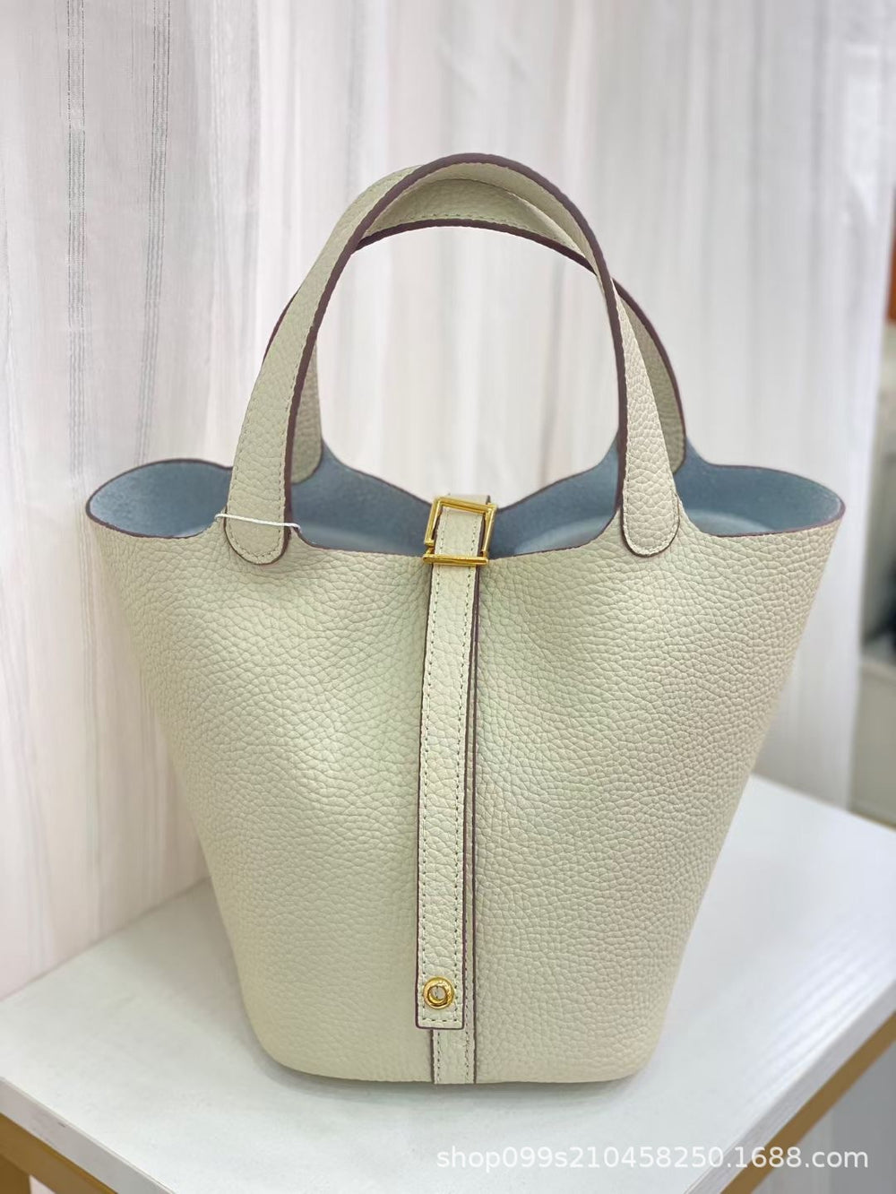Tc pattern top layer cowhide 22cm large bucket bag vegetable basket women's bag genuine leather satchel bag wedding bag mommy women's bag