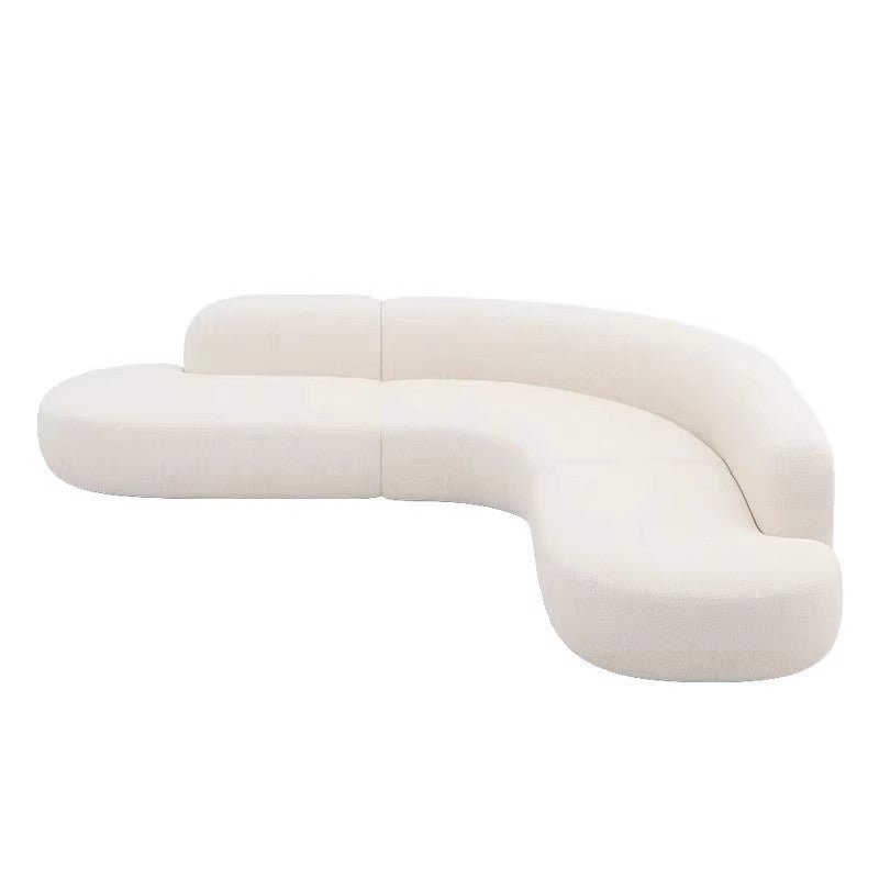 Nordic cream style cat scratching leather large apartment popularins style curved beauty salon hotel rest area corner sofa