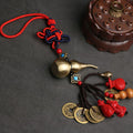 Car pendant chinese knot cinnabar copper gourd perfect car hanging five emperors money key chain mahogany car pendant