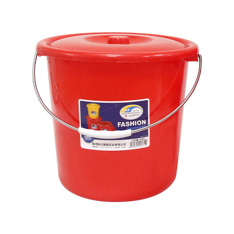 Pearl River brand thickened with lid red portable plastic storage bucket car wash bucket large car wash bucket bath laundry bucket