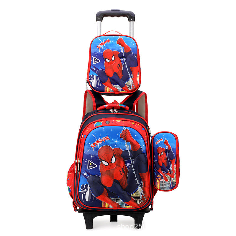 New  primary school students tie rod schoolbag 1-6 grades boys and girls backpack lunch bag cartoon children's bag