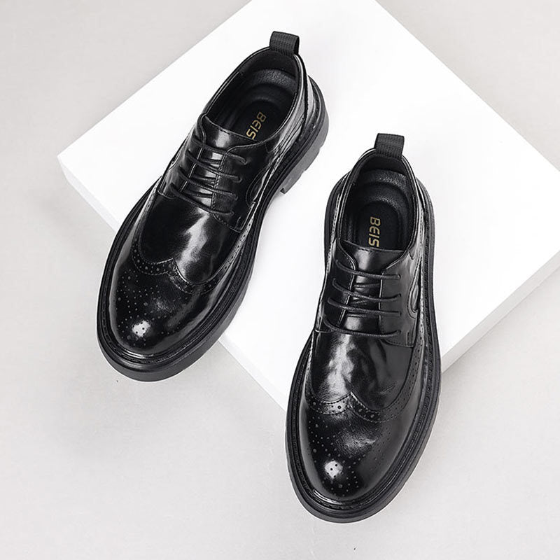 Genuine leather men's brogue dress shoes - new collection, casual & business style, versatile & stylish, perfect for weddings & grooming