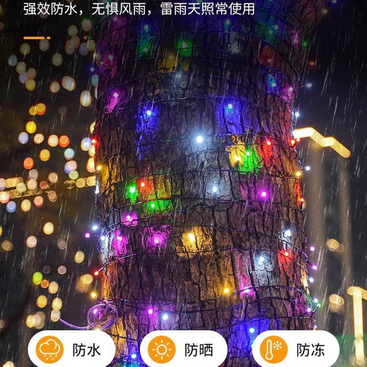 Black line reel round head hexagonal mist diamond V8Led flash lights string gypsy Christmas atmosphere decorative lights