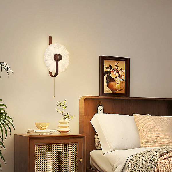 Medieval style Song Dynasty aesthetics retro bedside wall lamp printing fabric living room bedroom background wall lamp 2025 new model