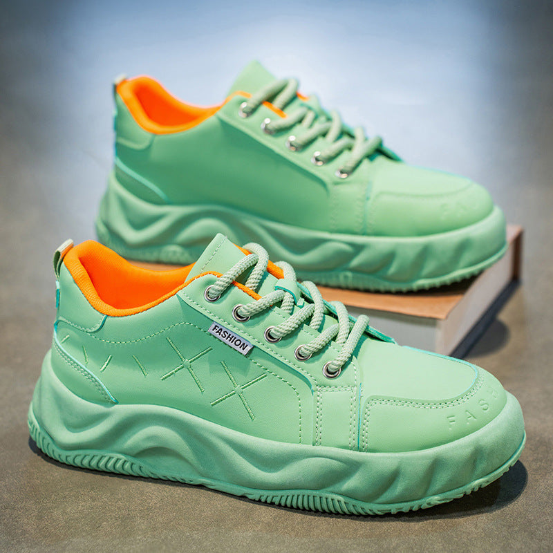 2025 new men's breathable versatile bestselling athletic leather casual chunky sole height increasing anti-slip trendy shoes