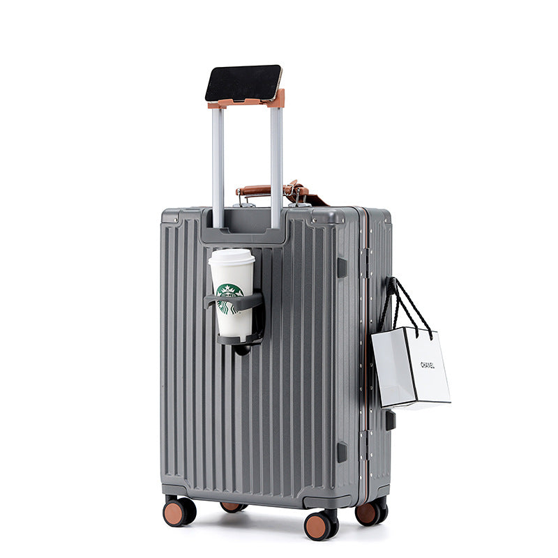 New suitcase 24 inch anti-drop 20 inch small boarding case aluminum frame trolley case leather case password case travel bag