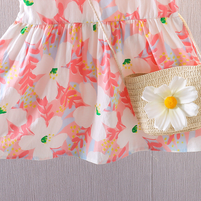Girls' sleeveless dress -  summer new arrival - stylish floral print dress for toddlers and young children - korean style summer outfit