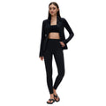 Big brand same style beautiful black polka dot yoga leggings women's stand collar jacket outwear silmslimming look sports suit