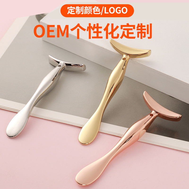 Manufacturer's new metal facial massage stick t-shaped eye cream stick cosmetics essence introduction stick digging spoon tool