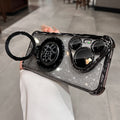 Suitable for huawei mate80 mobile phone case, rotating gyro bracket, honor p80pro electroplated four-corner glitter shell