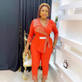 African   new arrival  hot diamond beaded tops pants waist two-piece set olwork clothing women's clothing