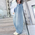 Girls' light wash denim wide leg pants - spring  new collection - stylish kids' and big girls' straight leg trousers - spring/autumn style