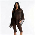 Women's european and american style autumn  new collection: solid color mesh off-shoulder cover-up, sexy bandeau top, and pants three-piece set