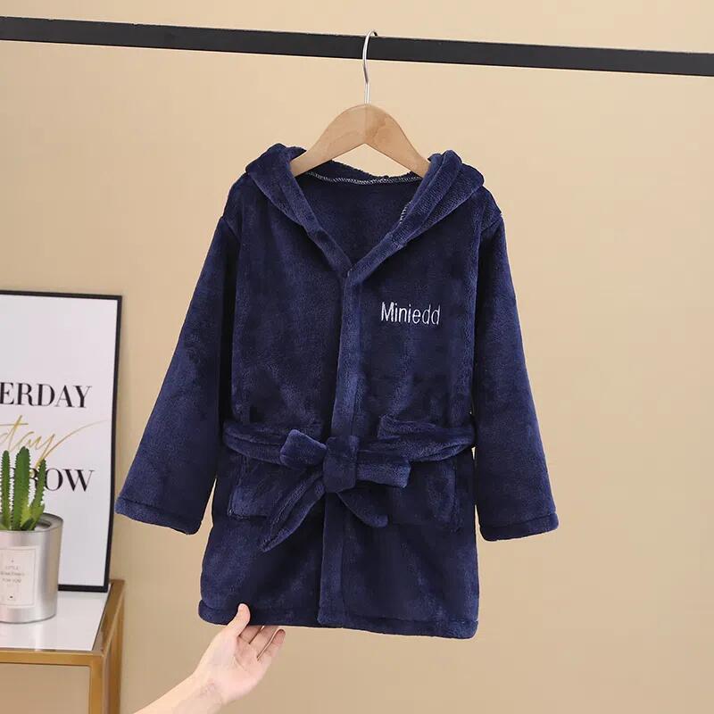 Kids bathrobe coral velvet spring & fallwinter children's bath towel baby boy pajamas boys and girls nightgown home clothes trendy