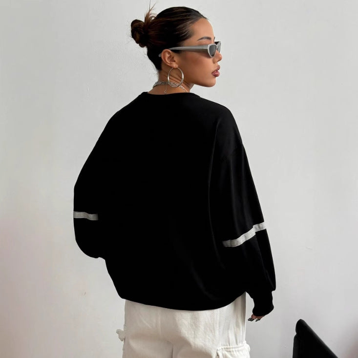 J spot-73093# cross-border women's fashion european and american ins fashion round neck printed long-sleeved sweatshirt
