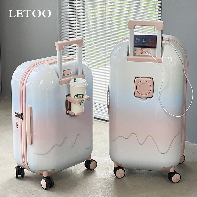 High-value suitcase 26 inches anti-drop 20 inches boarding ultra-light trolley case 24 password box gradual change color travel bag