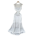 Korean style soft v-neck sleeveless crochet knit dress - women's summer high-end fitted mermaid maxi dress