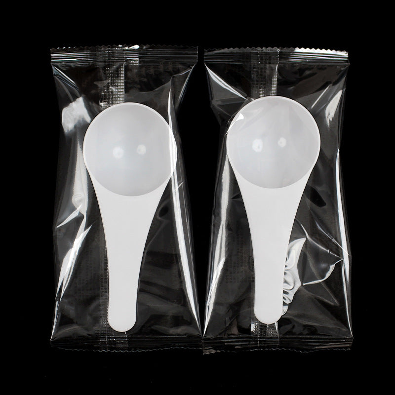 Individually wrapped 30ml plastic measuring spoons - round bottom, suitable for fertilizer, agricultural use, laundry detergent. non-edible, holds 30g