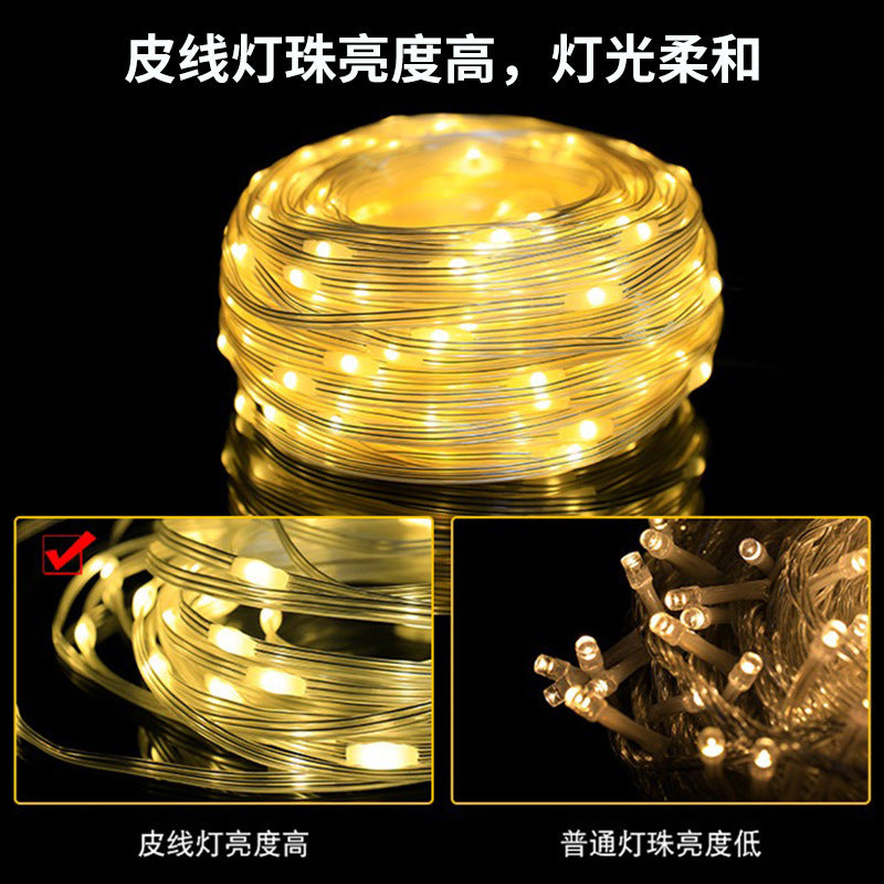 LED solar leather wire light string light Gypsy small light string, outdoor waterproof low voltage tree light outdoor decorative flash light