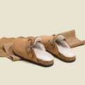 Birkenstock women's 2025 new autumn/winter slip-on warm fleece-lined fuzzy birkenstock shoes, lazy closed-toe half-slipper cotton shoes
