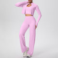 Cloud-feel halter neck one-piece cup sports bra with zipper outerwear yoga set - women's quick-dry running fitness three-piece outfit