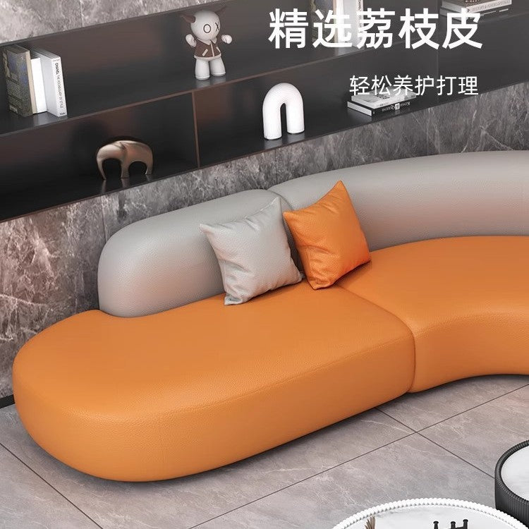 Business negotiation curved sofa hotel lobby office reception area light luxury l-shaped corner sofa