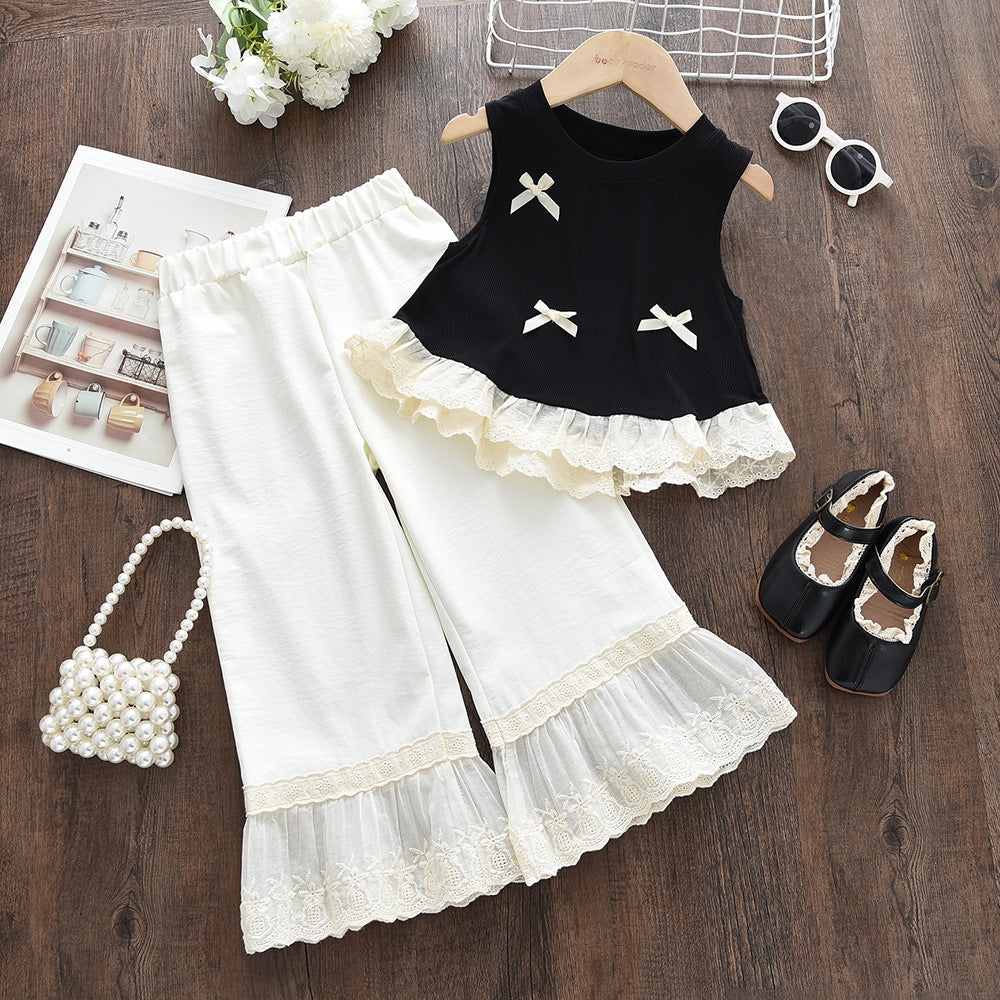 Girls' sleeveless tank top - new summer  collection - kids' clothing - bowknot lace tank top - sweet style for baby girls