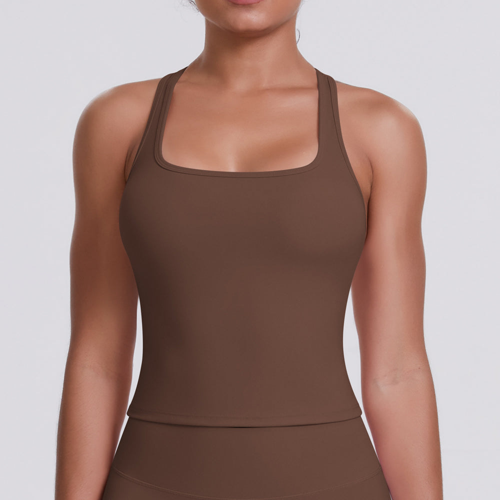 Cloud-feel brushed racerback tank top for women, quick-drying, outdoor casual running fitness top, yoga wear