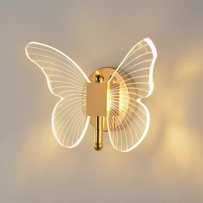 Butterfly light guide wall lamp - modern minimalist nordic style, luxury design, creative led bedside/wall-mounted lighting for hotel bedrooms and tv walls (tri-color light)