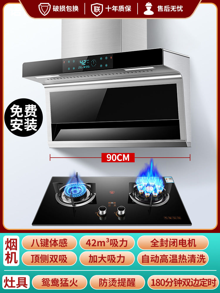 Wholesale range hood gas stove package range hood stove suitfor home kitchen smoke stove disinfection three-piece set