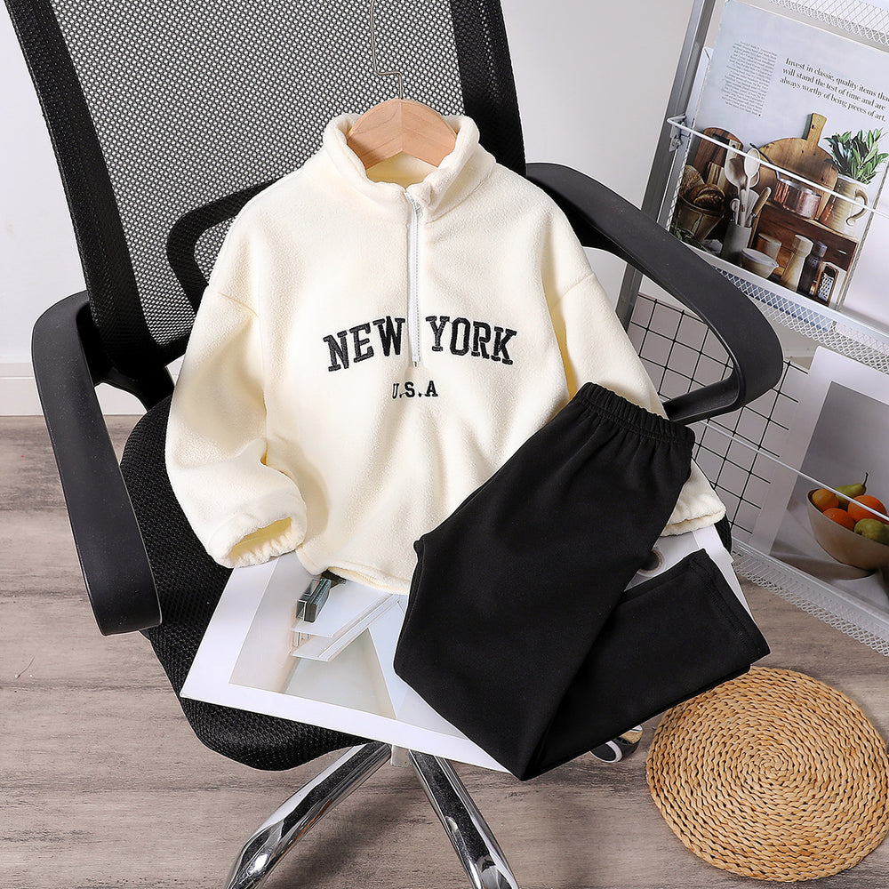 Thickenedheattech lamb wool outwear women's winterfleece-linedplus sizeloose fat mm medium long half-zip stand collar sweatshirt