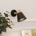 Nordic log style rotatable wall lamp white tapered soft light b&b guest room bedroom staircase casual bedside