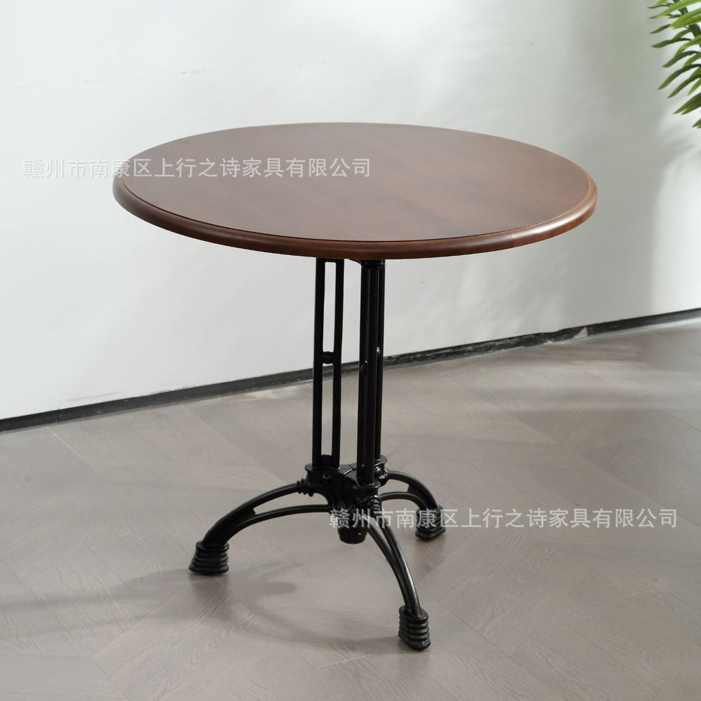 American retro solid wood table cafe table and chairs dessert shop milk tea shop scandinavian medieval iron square table restaurant round table