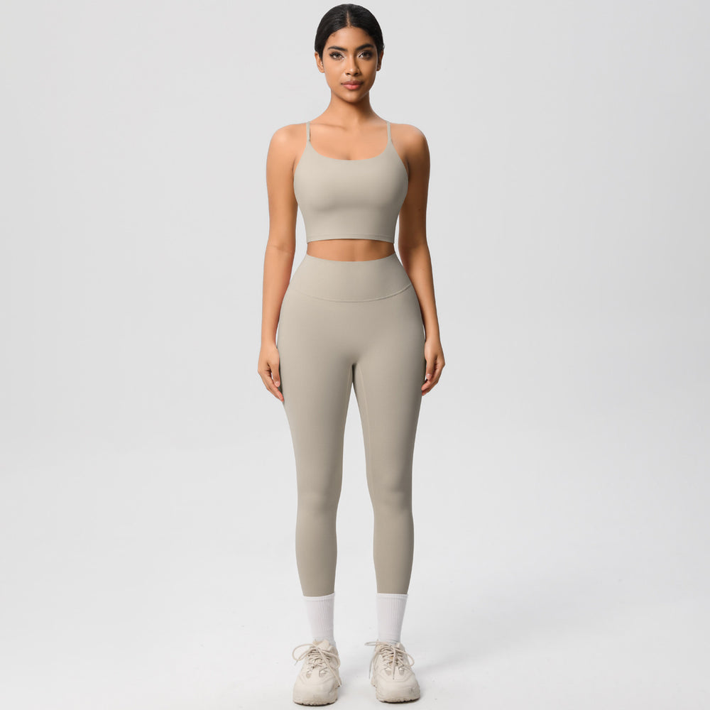New cloud-feel tank top sports bra yoga set - quick-dry, compression fit, running & casual fitness two-piece outfit