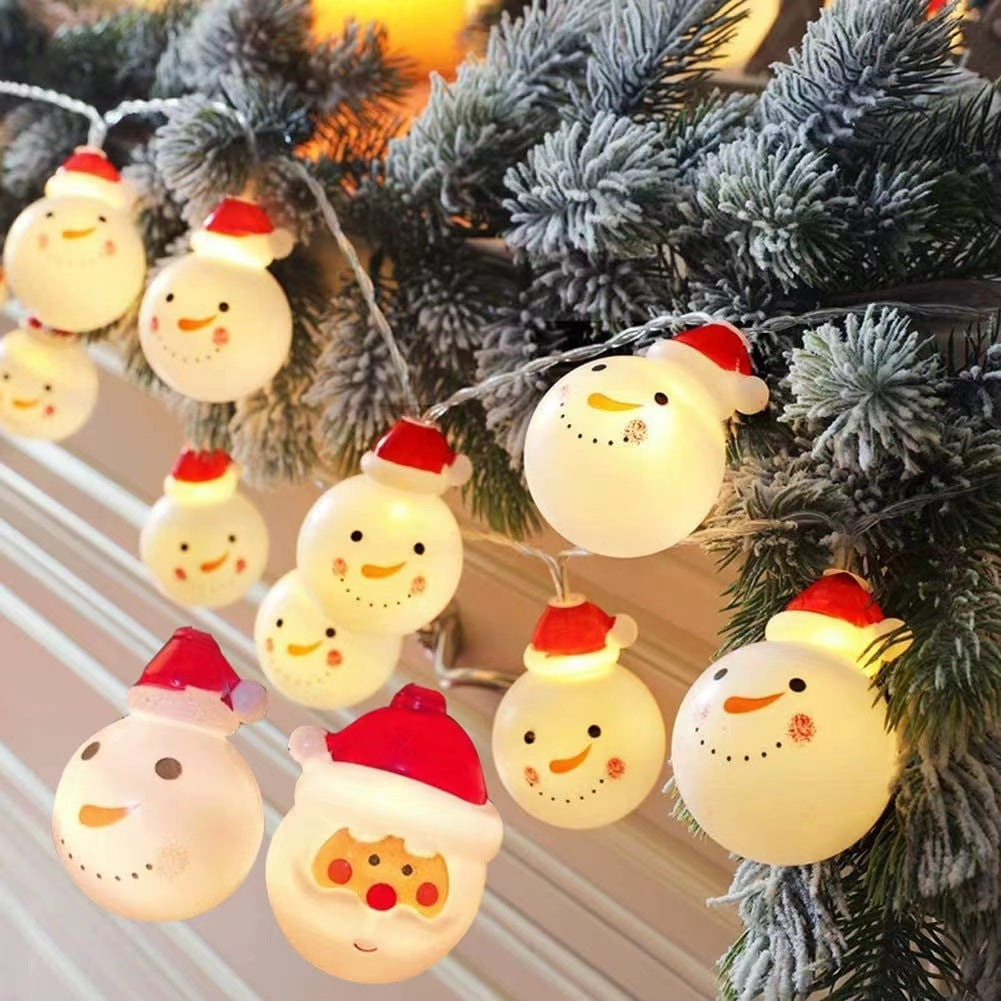 Cross-border led Christmas decoration light string, snowman old man Christmas tree cane room arrangement small lights flashing