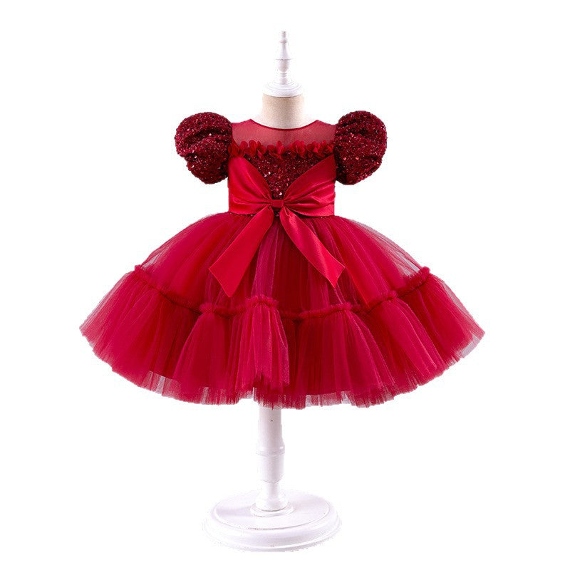 Christmas baby dress 1st birthday dress baby sequin prom costume birthday tutu princess dress