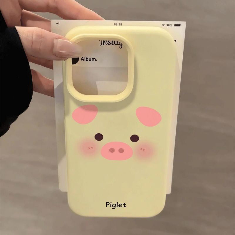 Blush pink piggy print case for apple 17 pro, korean style iphone 16/15 phone cover