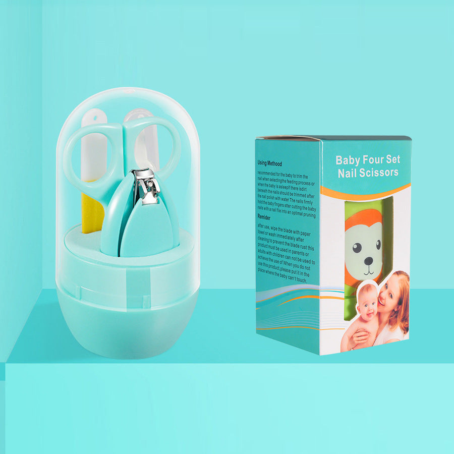 English Boxed Baby Nail Scissors Set Baby Manicure Clipper 4-piece Set Anti-Clip Nail Clipper Manicure Tool