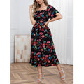 code new arrival  women's original fashion square neck lace high waist printingdress