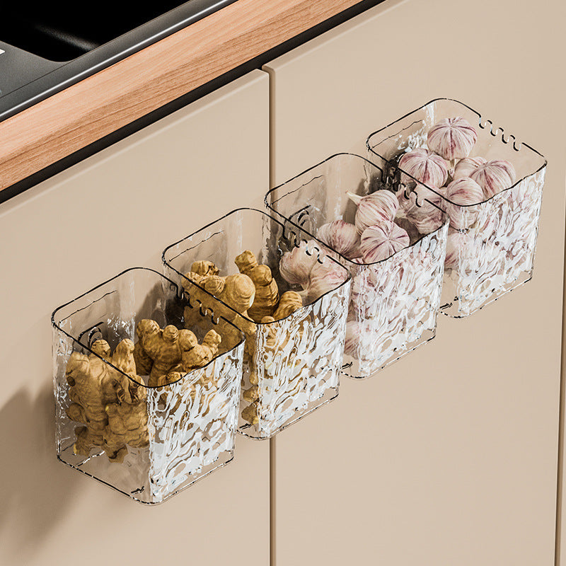Kitchen onion, ginger and garlic storage basket, bathroom sundries hanging basket, bathroom wall plastic storage basket storage box