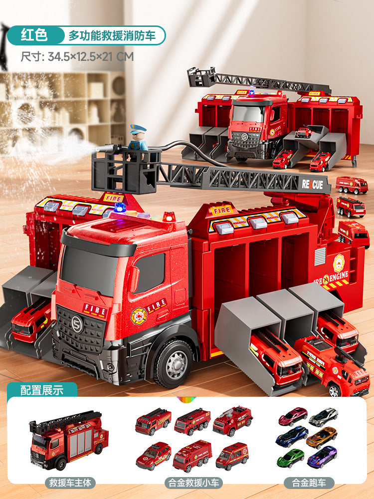 children's alloy container truck space rail car crane large truck car engineering vehicle toy set