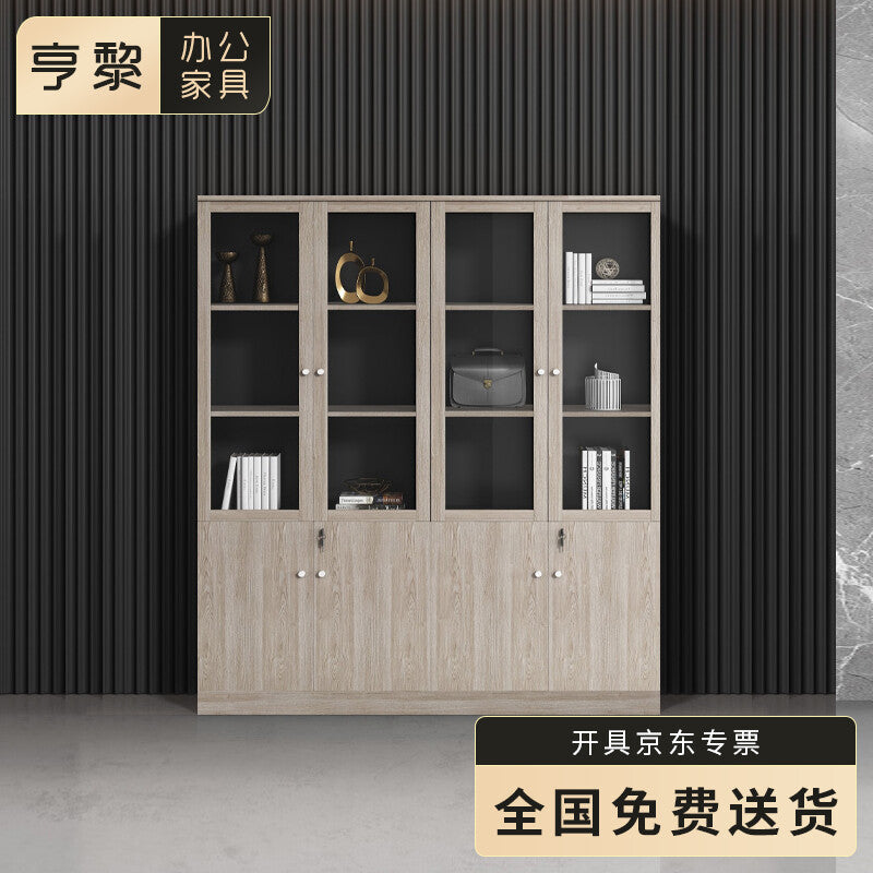Wooden file cabinet storage cabinet floor standing tall cabinet office document cabinet financial lockable filing cabinet two doors
