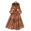 Frenchretrolacepatchworkcut outdress women's sweet strapslong sleeves waist tie backeleganceelegant long skirt