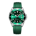 4074 - green silicone strap silver case green dial